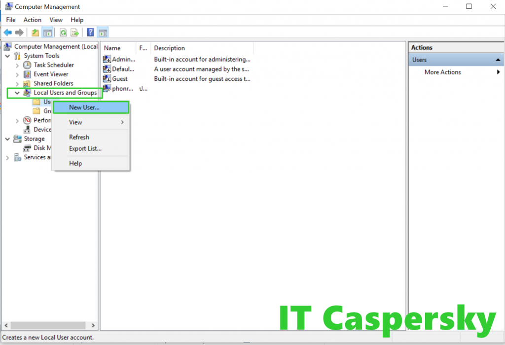 ขั้นตอนการสร้าง Local user บน Windows 10 - IT Caspersky